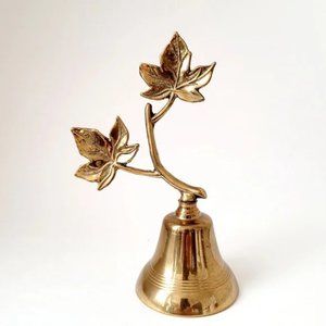 Vintage Brass Maple Leaf bell 6.75"X4.5"